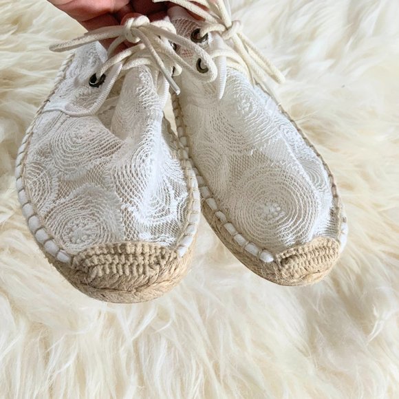 NWOB Soludos Lace-Up Lace Espadrille Sneaker White Women's Size 37EU / 6.5US - Picture 5 of 8